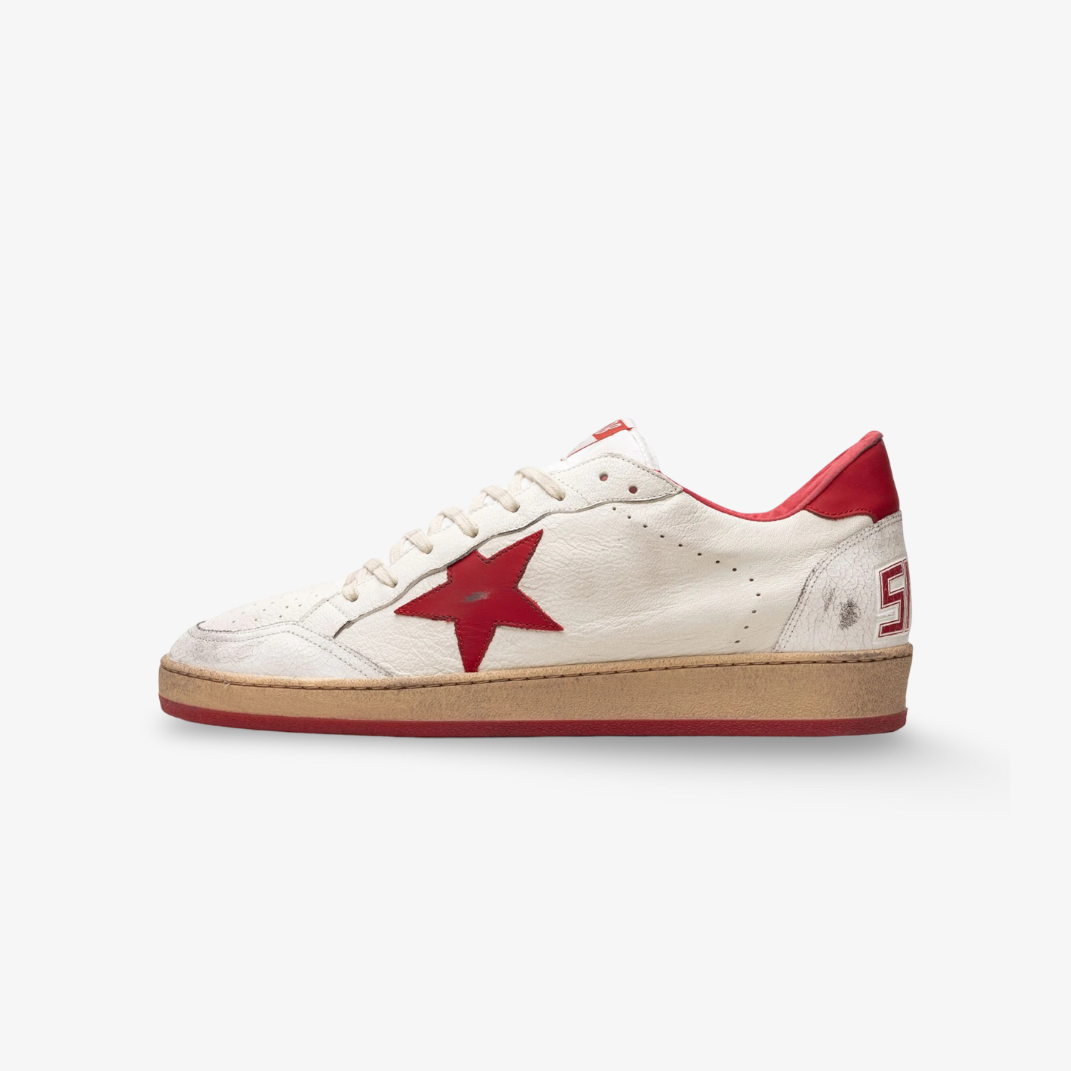 Golden Goose Ball-Star Low "White Red"