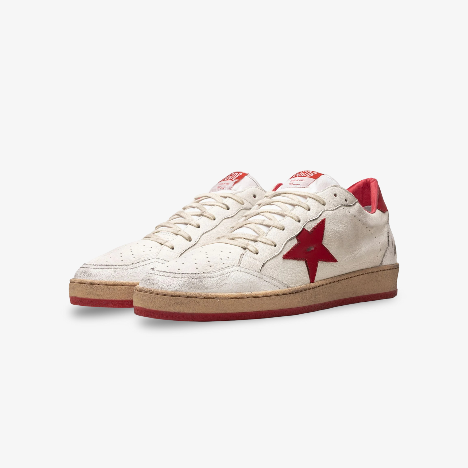 Golden Goose Ball-Star Low "White Red"