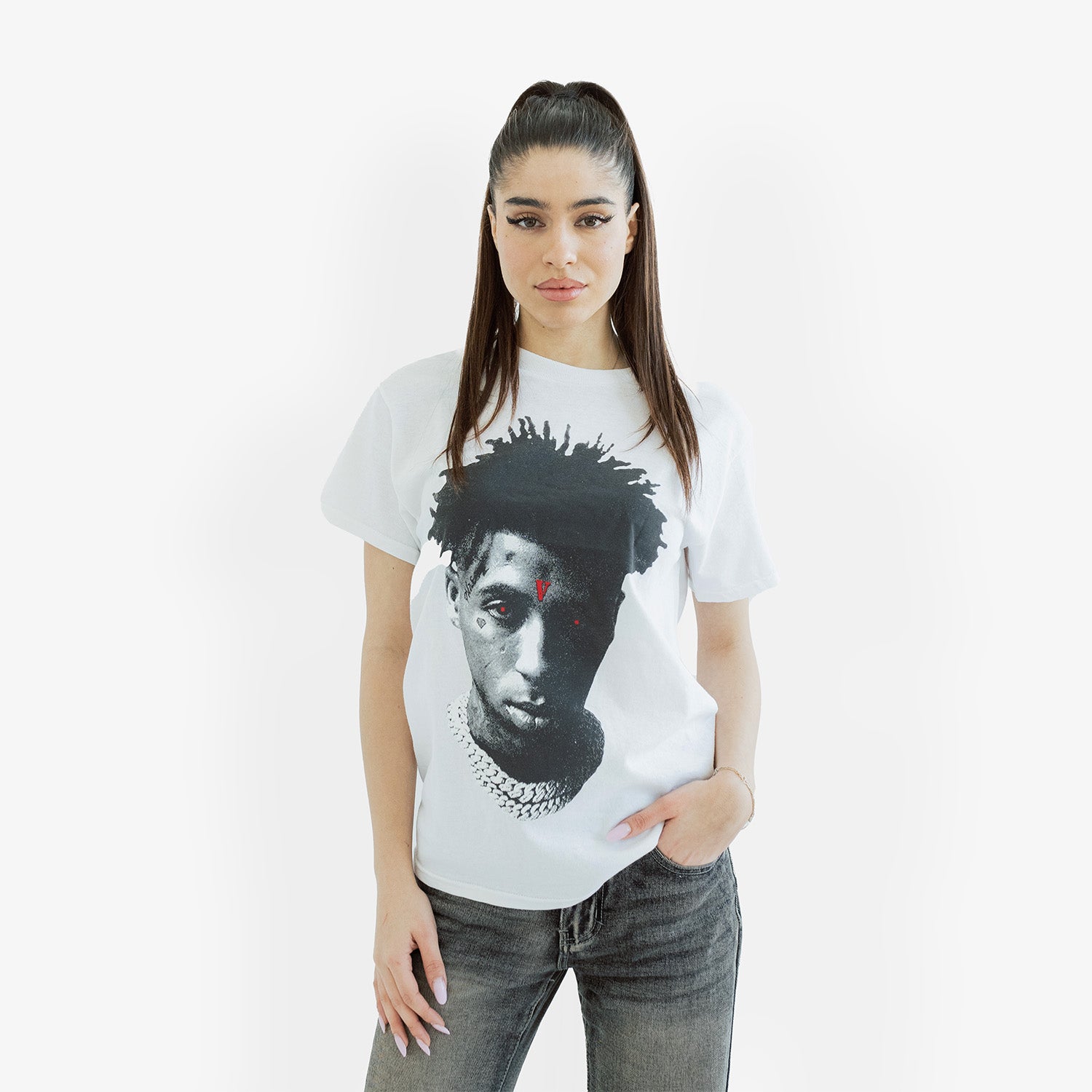 Tricou YoungBoy NBA x Vlone "Reapers Child" White