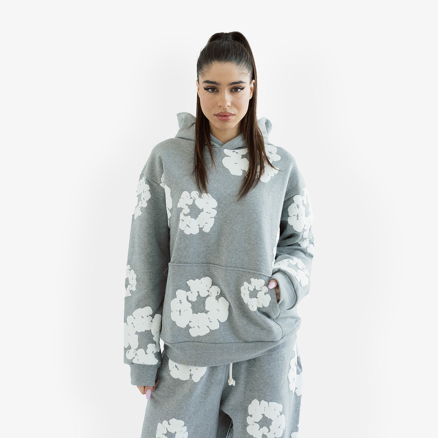 Set Hanorac & Pantaloni Denim Tears "Grey White"