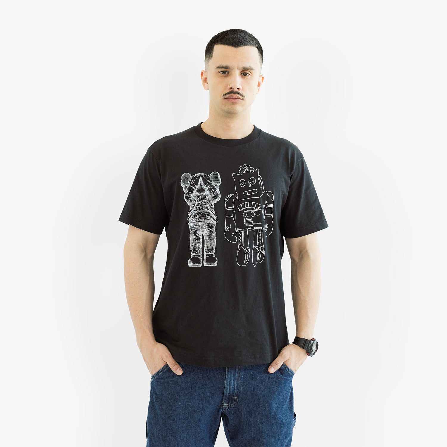 Tricou KAWS x Uniqlo Warhol "Black Robot"