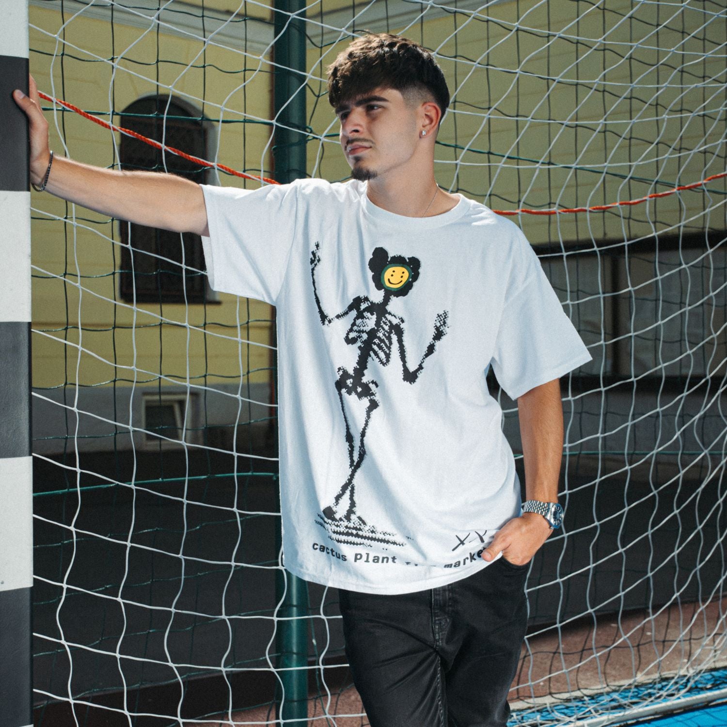 Tricou KAWS x CPFM "Skeleton White"
